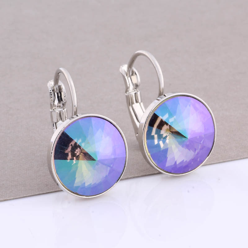 Cross-border Hot Selling 12mm Round Edge Color Earrings Jewelry Classic Earrings Women&
