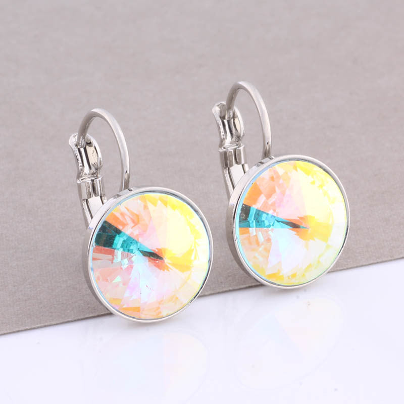 Cross-border Hot Selling 12mm Round Edge Color Earrings Jewelry Classic Earrings Women&