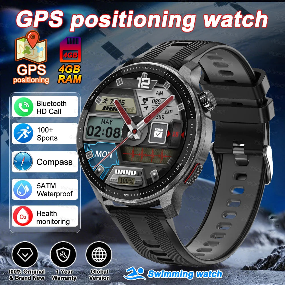 Fashion Smart Watch Men 4GB Memory Local MusicVideo Player AMOLED Always show Sport Watch Waterproof GPS Offline Maps Smartwatch