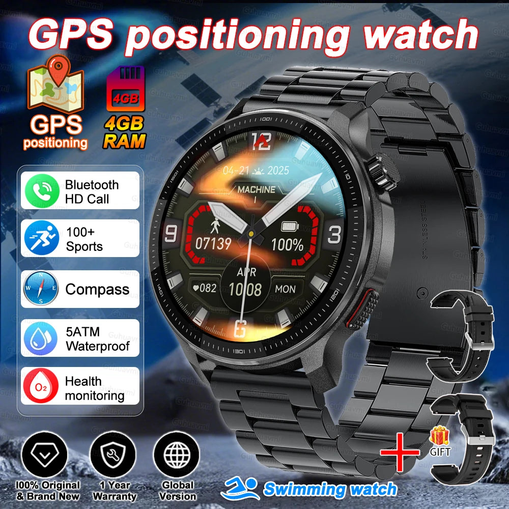 Fashion Smart Watch Men 4GB Memory Local MusicVideo Player AMOLED Always show Sport Watch Waterproof GPS Offline Maps Smartwatch