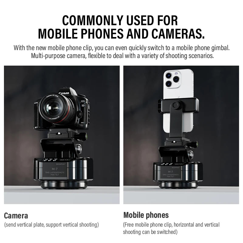 SOONPHO M7 Camera Automatic Gimbal Tripod Head for Time Lapse Photography 360° Rotation Motorized Panoramic Head with Wireless