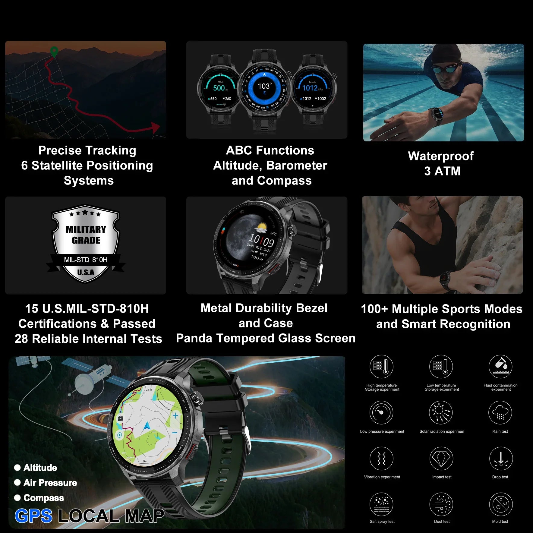 Fashion Smart Watch Men 4GB Memory Local MusicVideo Player AMOLED Always show Sport Watch Waterproof GPS Offline Maps Smartwatch