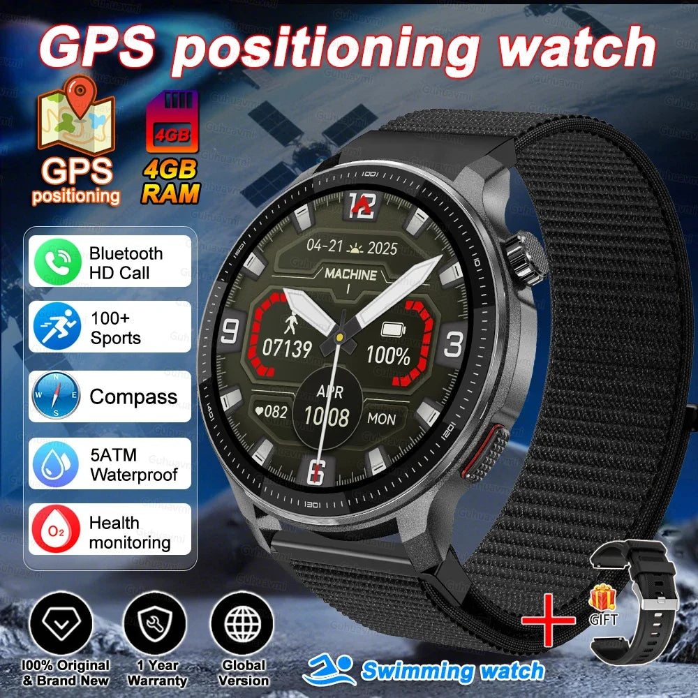 Fashion Smart Watch Men 4GB Memory Local MusicVideo Player AMOLED Always show Sport Watch Waterproof GPS Offline Maps Smartwatch