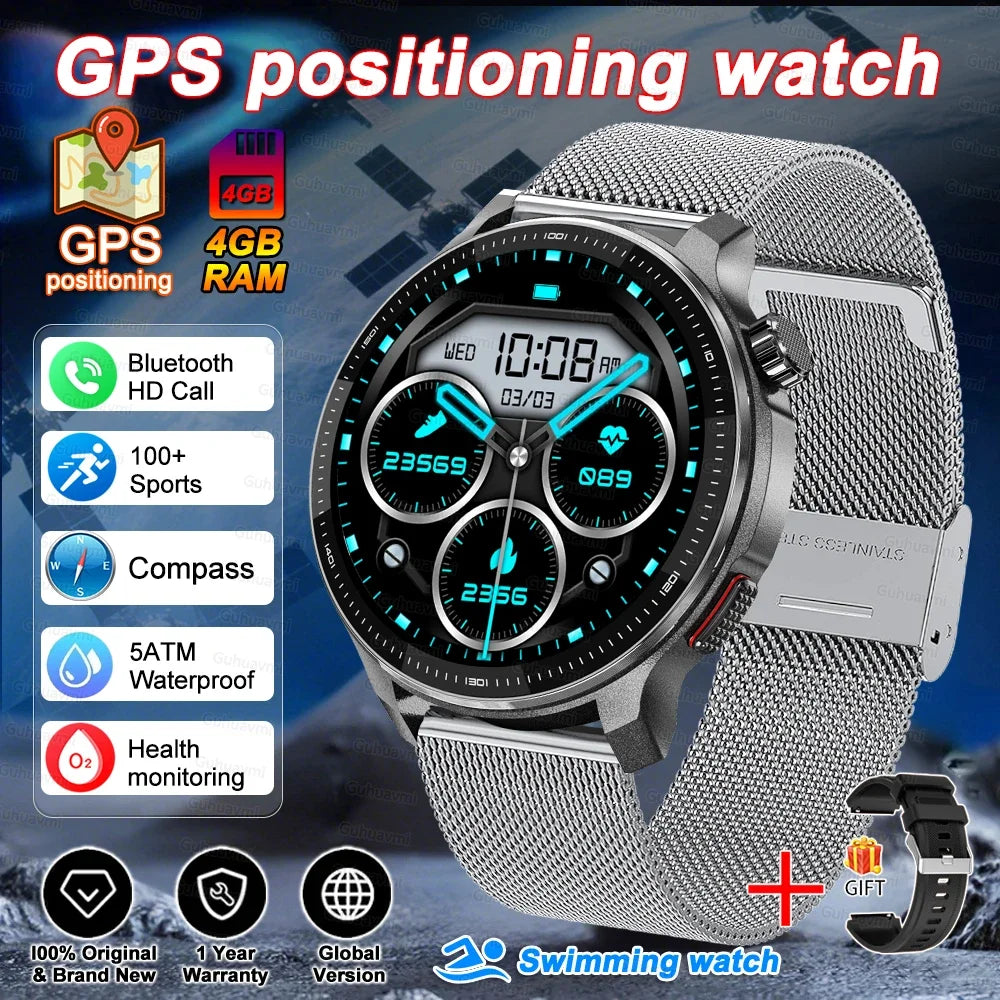 Fashion Smart Watch Men 4GB Memory Local MusicVideo Player AMOLED Always show Sport Watch Waterproof GPS Offline Maps Smartwatch