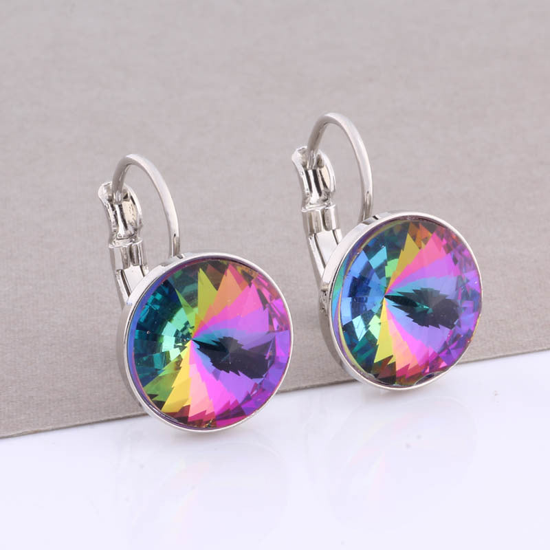 Cross-border Hot Selling 12mm Round Edge Color Earrings Jewelry Classic Earrings Women&