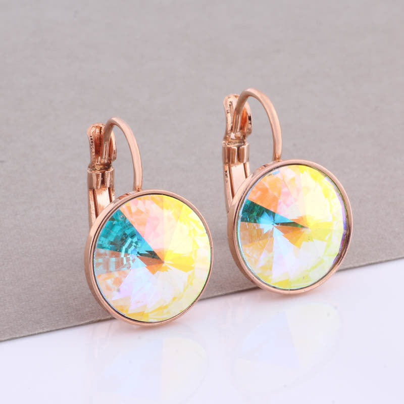 Cross-border Hot Selling 12mm Round Edge Color Earrings Jewelry Classic Earrings Women&