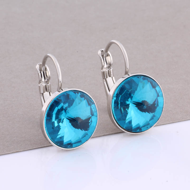 Cross-border Hot Selling 12mm Round Edge Color Earrings Jewelry Classic Earrings Women&