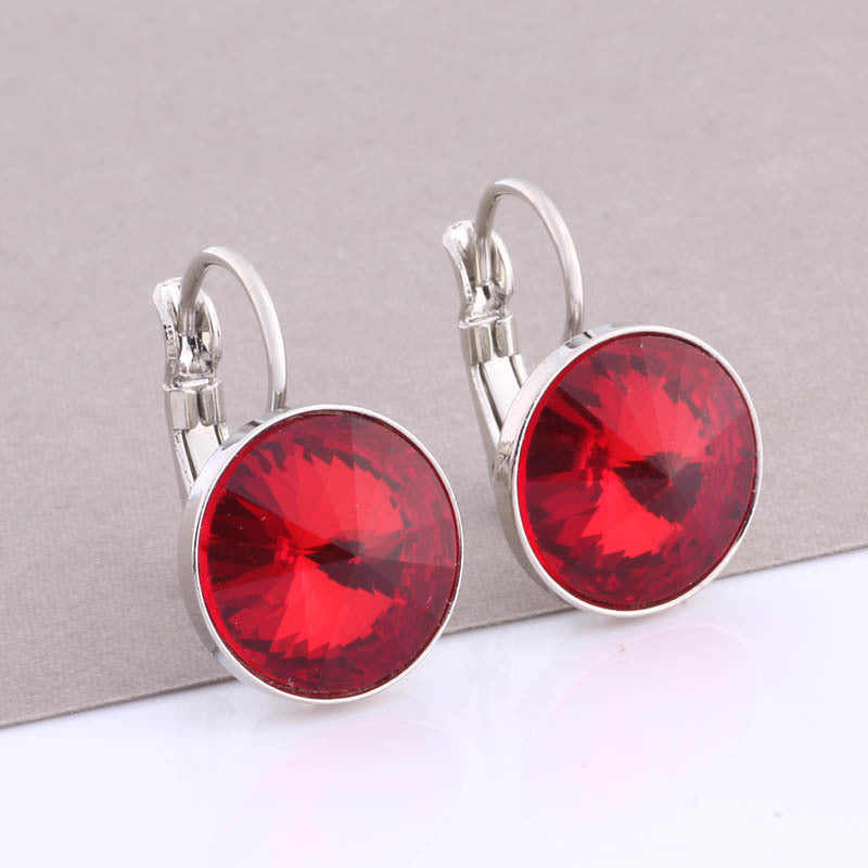 Cross-border Hot Selling 12mm Round Edge Color Earrings Jewelry Classic Earrings Women&