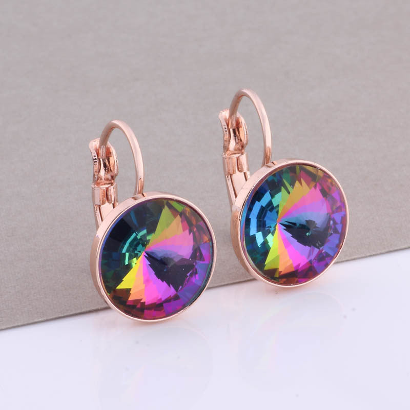 Cross-border Hot Selling 12mm Round Edge Color Earrings Jewelry Classic Earrings Women&