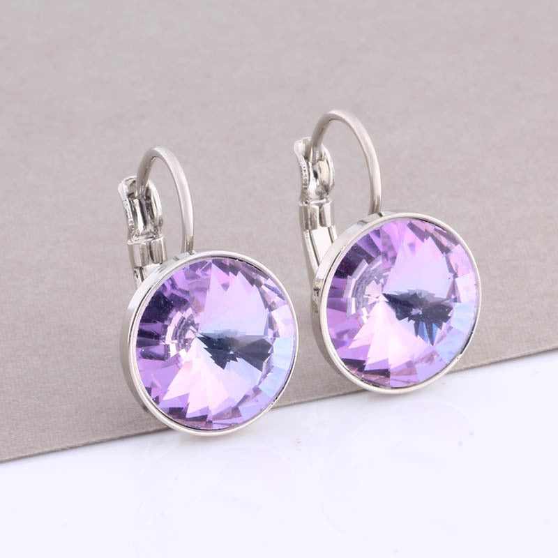 Cross-border Hot Selling 12mm Round Edge Color Earrings Jewelry Classic Earrings Women&