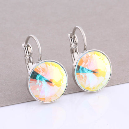 Cross-border Hot Selling 12mm Round Edge Color Earrings Jewelry Classic Earrings Women&