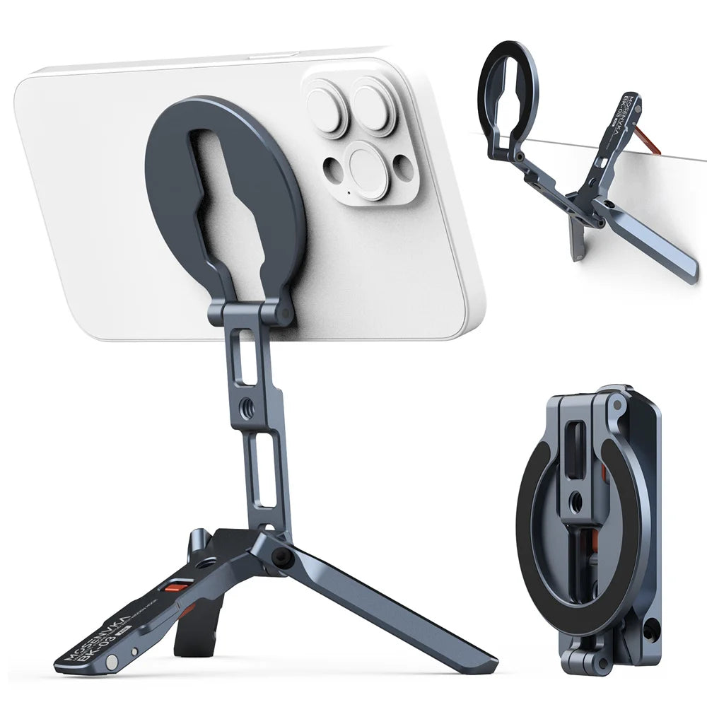 Magnetic Phone Tripod Stand Foldable Phone Holder for iPhone/Android Desk Travel Tripod with Arca-Swiss,1/4&