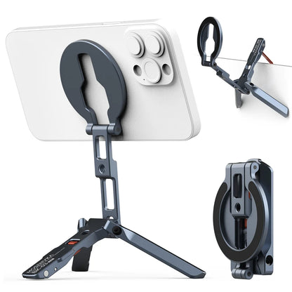 Magnetic Phone Tripod Stand Foldable Phone Holder for iPhone/Android Desk Travel Tripod with Arca-Swiss,1/4&