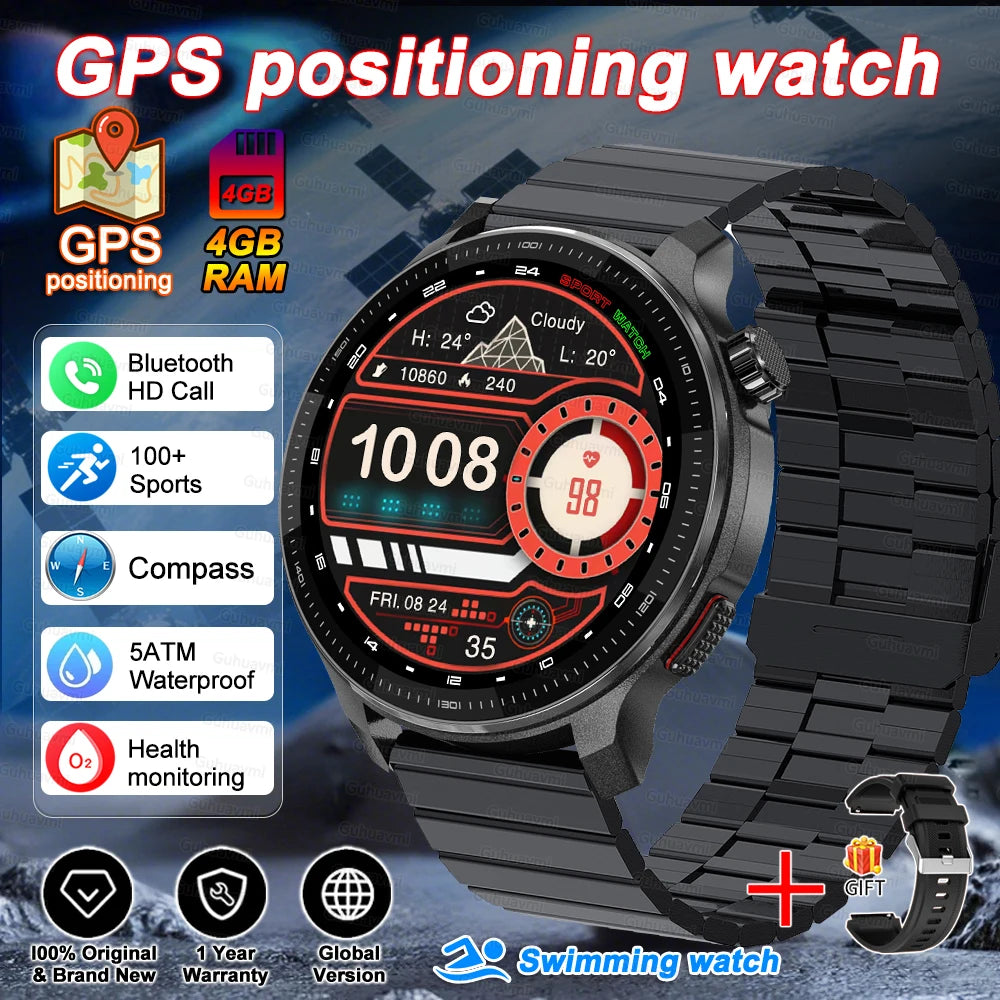 Fashion Smart Watch Men 4GB Memory Local MusicVideo Player AMOLED Always show Sport Watch Waterproof GPS Offline Maps Smartwatch