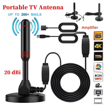 4K/1080P HD Digital TV Antenna 300cm Coax Cable Digital Receiving Antenna With Signal Amplifier DVB-T DAB Indoor Outdoor Antenna