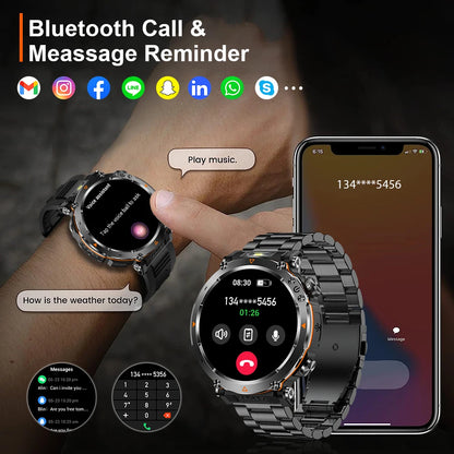 MEVADEN 1.7" Large Screen Outdoor Sports Compass Smart Watch Bluetooth Call Flashlight 600mAh Health Monitor Smartwatch MD57