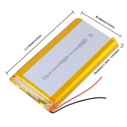 1260110 Battery 3.7V 10000mAh Lithium Polymer Batteries Lipo Li-Po Rechargeable Cells for Power Bank Laptop Camping Lights Diy