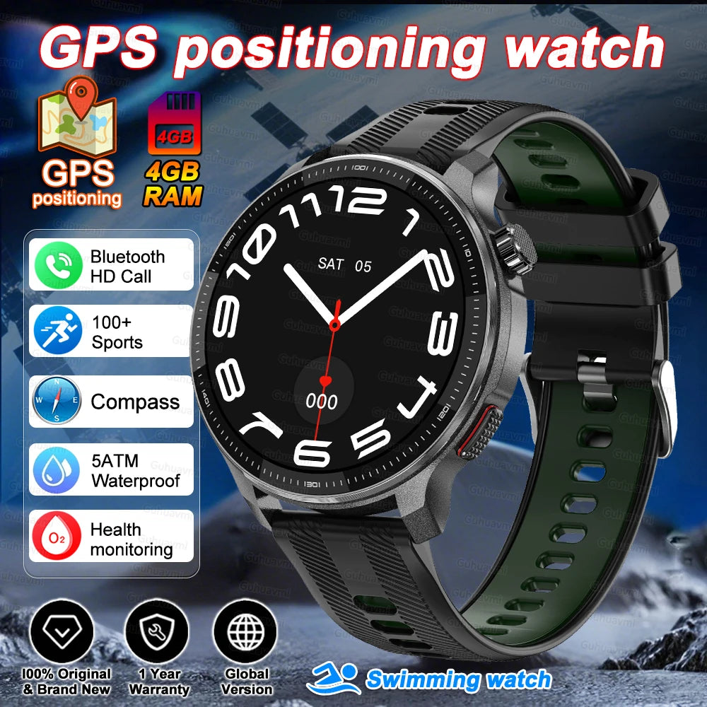 Fashion Smart Watch Men 4GB Memory Local MusicVideo Player AMOLED Always show Sport Watch Waterproof GPS Offline Maps Smartwatch