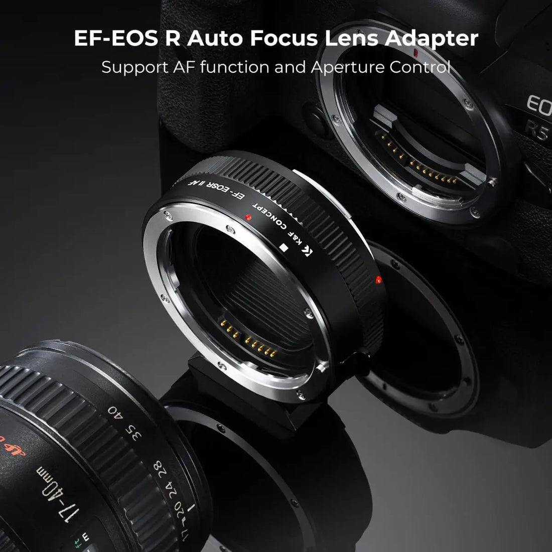 K&amp;F CONCEPT EF to EOS R Adapter Auto Focus Lens Mount Adapter for Canon EF EF-S Lens to Canon EOS R/RF R3 R6 R50 Mount Cameras
