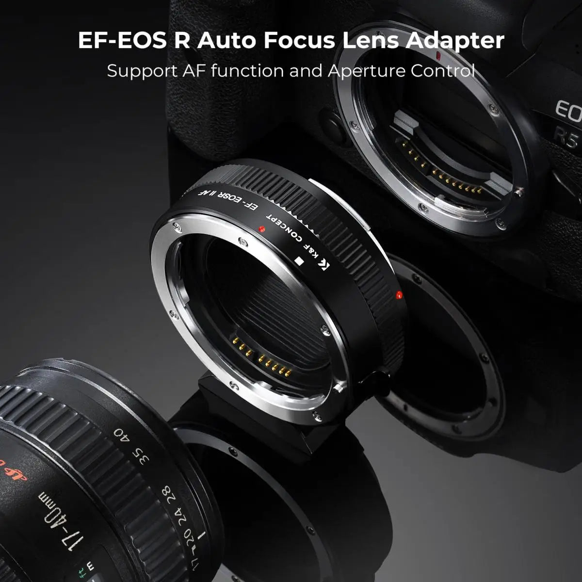 K&amp;F CONCEPT EF to EOS R Adapter Auto Focus Lens Mount Adapter for Canon EF EF-S Lens to Canon EOS R/RF R3 R6 R50 Mount Cameras