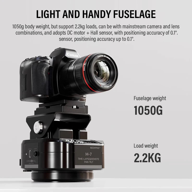 SOONPHO M7 Camera Automatic Gimbal Tripod Head for Time Lapse Photography 360° Rotation Motorized Panoramic Head with Wireless