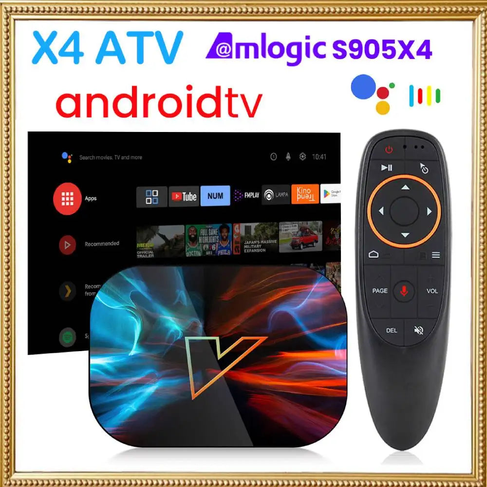 Amlogic S905X4 androidtv 11.0 Smart TV Box VONTAR X4 ATV Android 11 Media Player Google Voice Input AV1 1000M Dual Wifi 4GB RAM