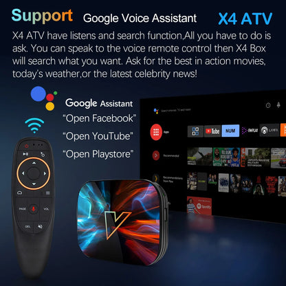 Amlogic S905X4 androidtv 11.0 Smart TV Box VONTAR X4 ATV Android 11 Media Player Google Voice Input AV1 1000M Dual Wifi 4GB RAM