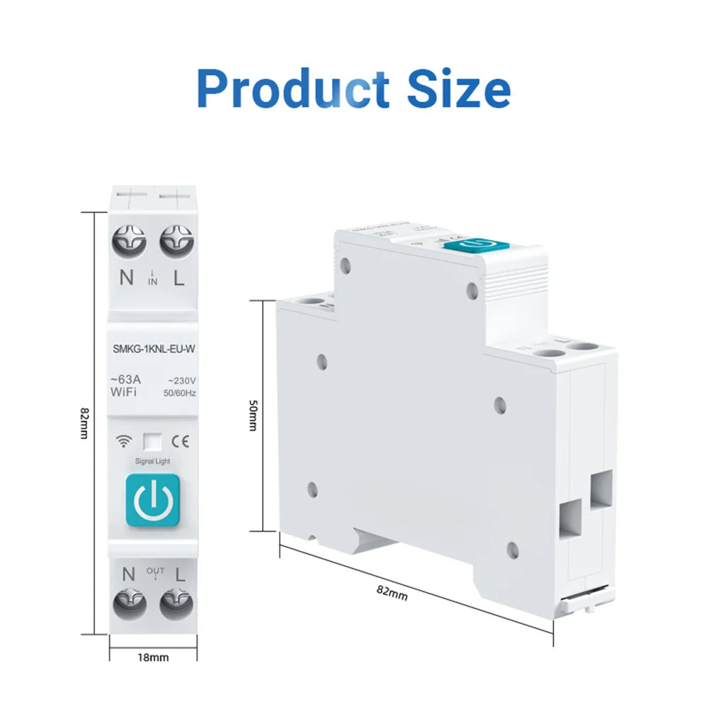 Tuya Smart Life WIFI Din Rail Circuit Breaker 10/16/25/32/40/50A APP/timer/voice/auto Setting Control Support Alexa Yandex Alice