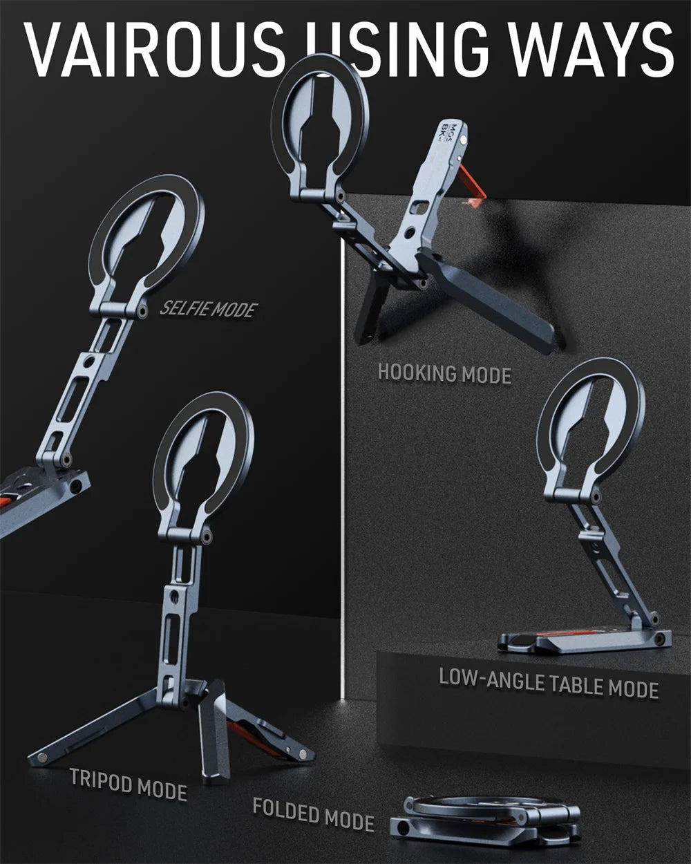 Magnetic Phone Tripod Stand Foldable Phone Holder for iPhone/Android Desk Travel Tripod with Arca-Swiss,1/4&