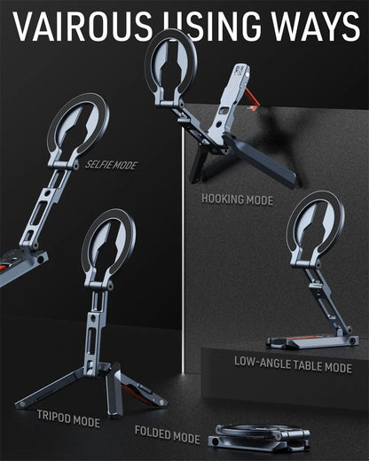 Magnetic Phone Tripod Stand Foldable Phone Holder for iPhone/Android Desk Travel Tripod with Arca-Swiss,1/4&