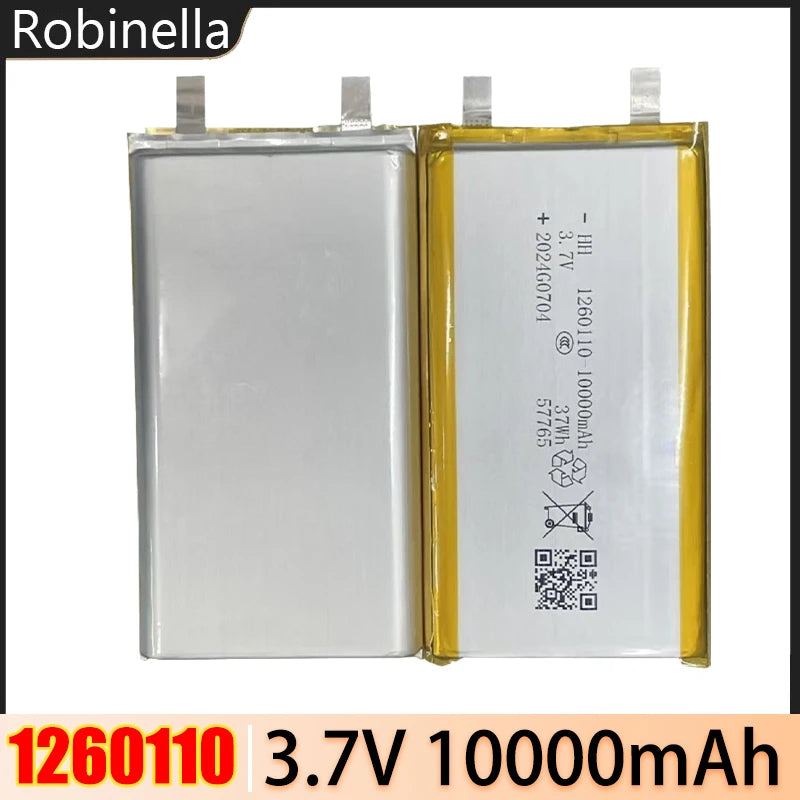 1260110 Battery 3.7V 10000mAh Lithium Polymer Batteries Lipo Li-Po Rechargeable Cells for Power Bank Laptop Camping Lights Diy