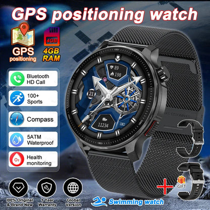 Fashion Smart Watch Men 4GB Memory Local MusicVideo Player AMOLED Always show Sport Watch Waterproof GPS Offline Maps Smartwatch