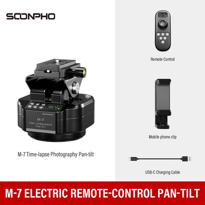 SOONPHO M7 Camera Automatic Gimbal Tripod Head for Time Lapse Photography 360° Rotation Motorized Panoramic Head with Wireless