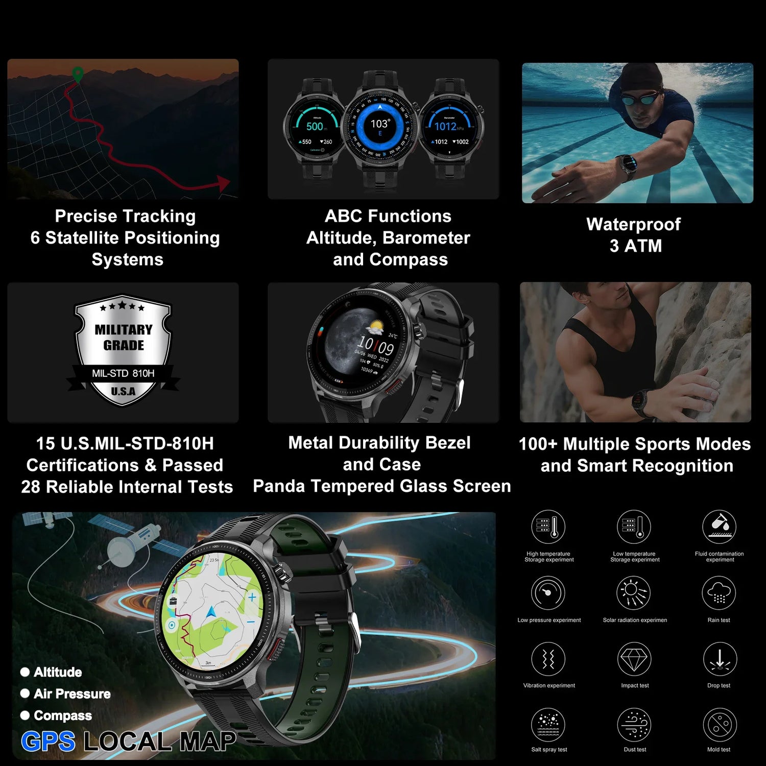 Fashion Smart Watch Men 4GB Memory Local MusicVideo Player AMOLED Always show Sport Watch Waterproof GPS Offline Maps Smartwatch