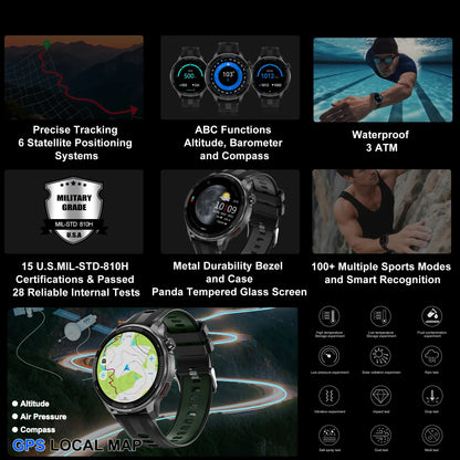 Fashion Smart Watch Men 4GB Memory Local MusicVideo Player AMOLED Always show Sport Watch Waterproof GPS Offline Maps Smartwatch