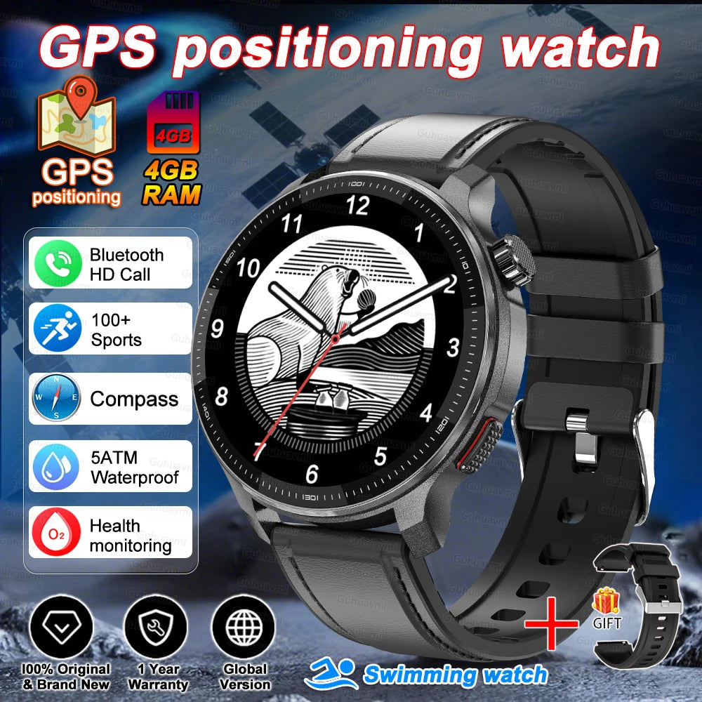 Fashion Smart Watch Men 4GB Memory Local MusicVideo Player AMOLED Always show Sport Watch Waterproof GPS Offline Maps Smartwatch