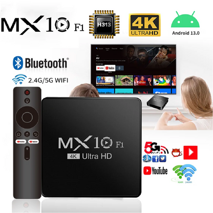 MX10 F1 Android Smart TV Box 2GB RAM 16GB eMMC flash Allwinner H313  4K Media Player Build in Wi-Fi 2.4G + BT5.0