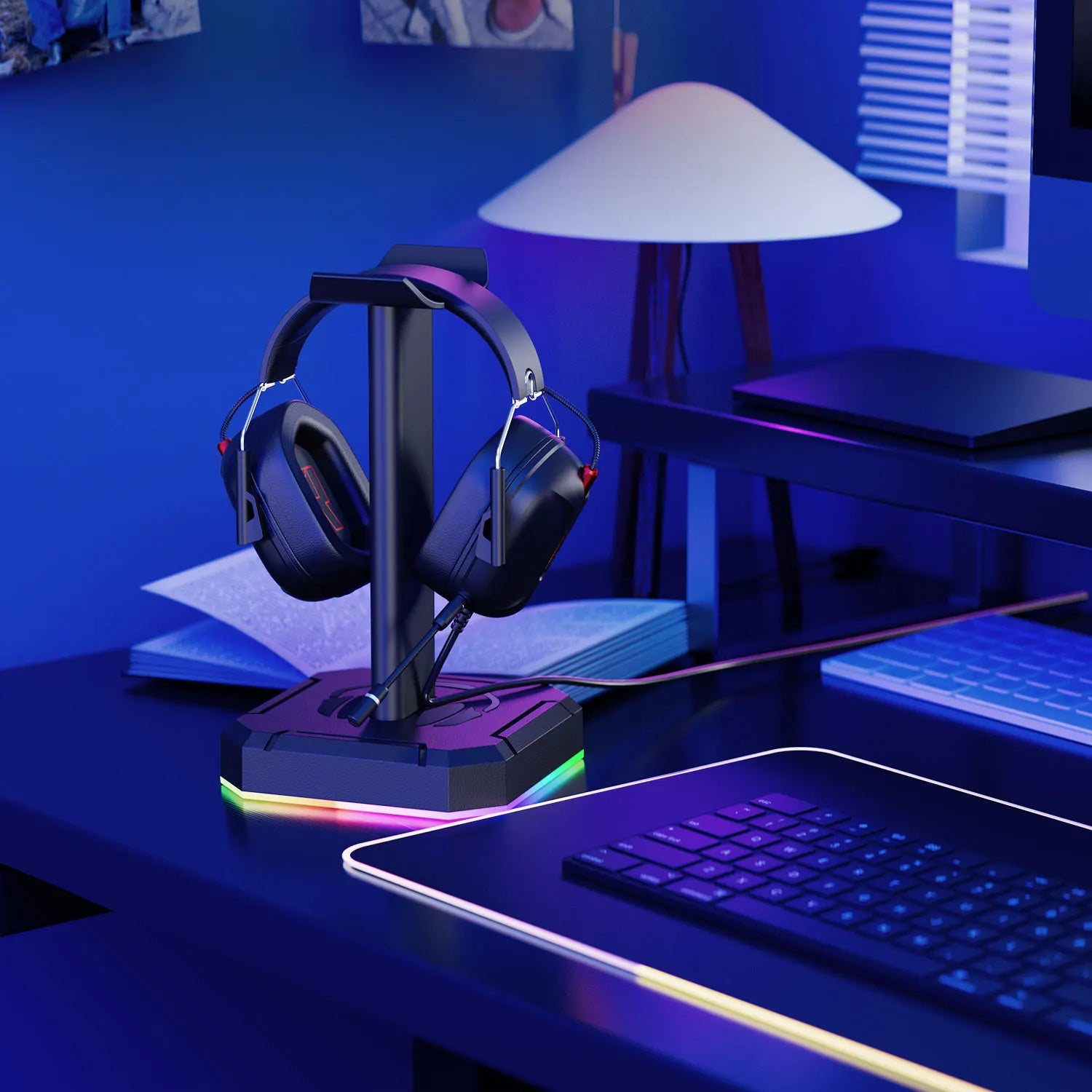 Detachable Headphone Stand RGB Backlight Gaming Headset Display Holder Rack Vertical Bracket Hanger For PUBG Computer Gamer