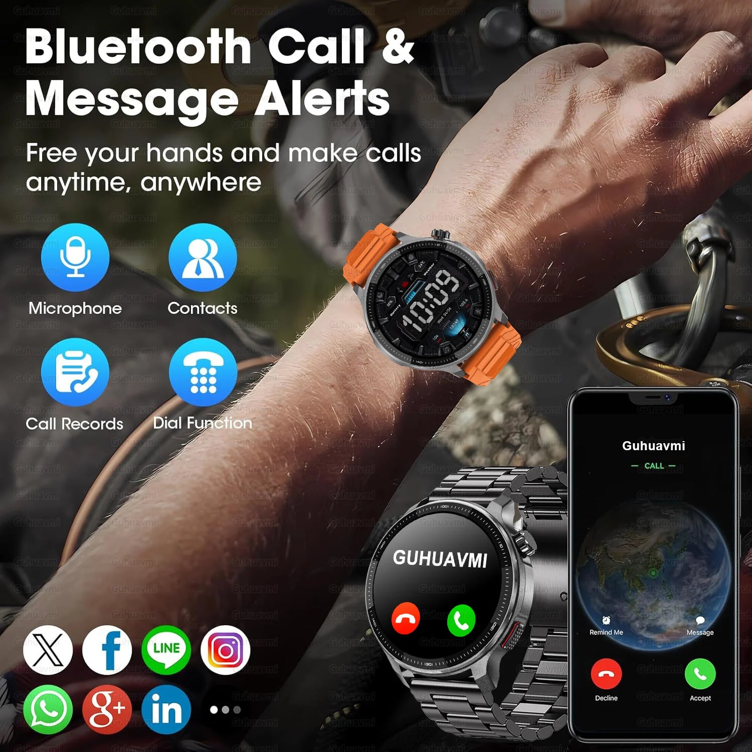 Fashion Smart Watch Men 4GB Memory Local MusicVideo Player AMOLED Always show Sport Watch Waterproof GPS Offline Maps Smartwatch