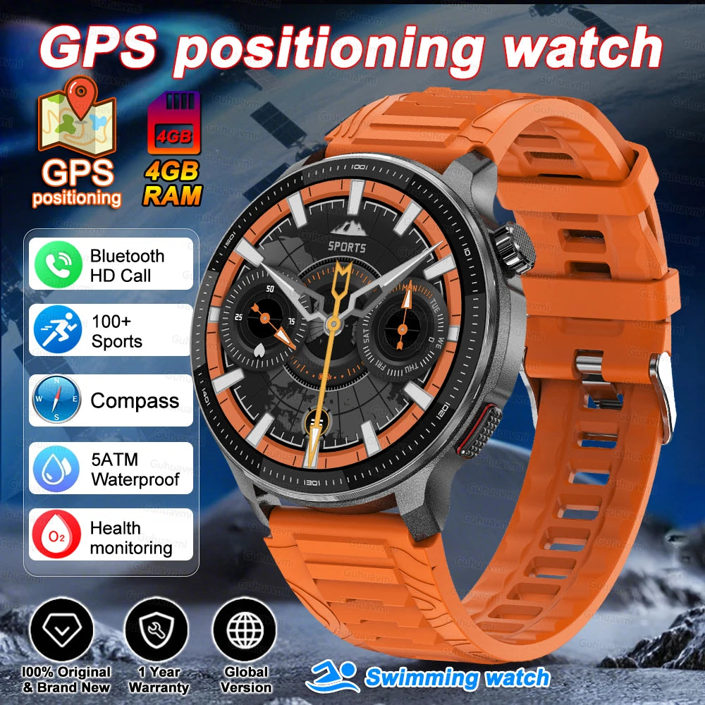 Fashion Smart Watch Men 4GB Memory Local MusicVideo Player AMOLED Always show Sport Watch Waterproof GPS Offline Maps Smartwatch