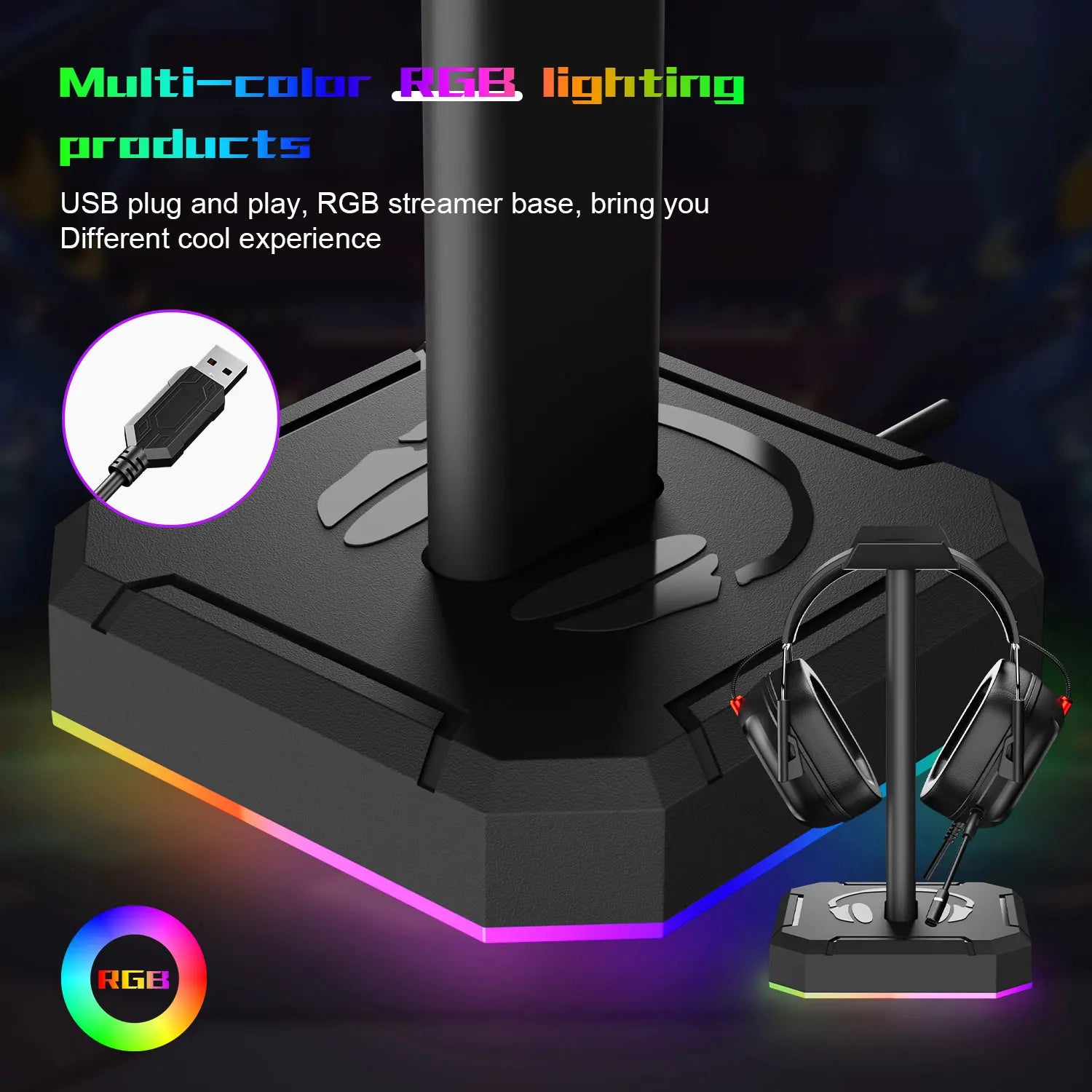 Detachable Headphone Stand RGB Backlight Gaming Headset Display Holder Rack Vertical Bracket Hanger For PUBG Computer Gamer