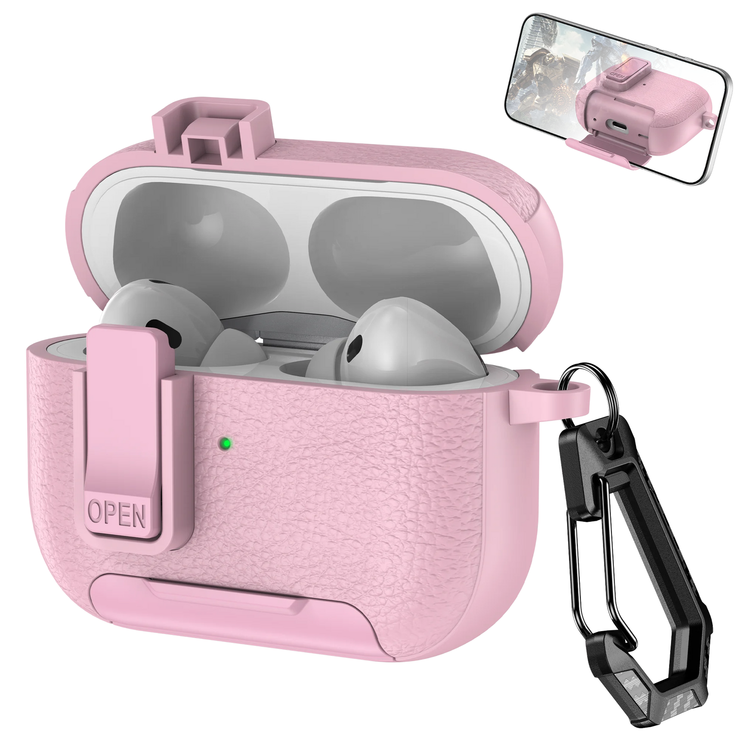 Phone Holder cortex Case For AirPods Pro 3  Bluetooth headset Cover For AirPods Pro 2 or AirPods 1 2 3 4 Pro Case With Hook