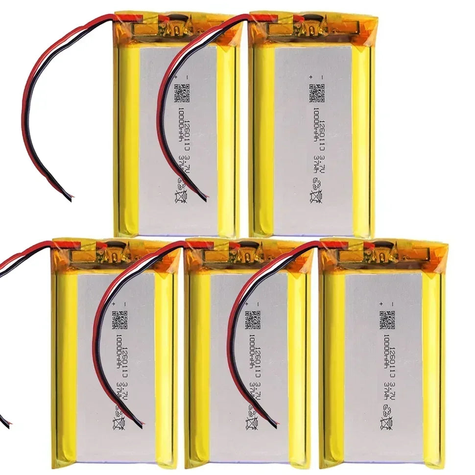 1260110 Battery 3.7V 10000mAh Lithium Polymer Batteries Lipo Li-Po Rechargeable Cells for Power Bank Laptop Camping Lights Diy