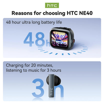 HTC NE40 TWS Wireless Earphones Bluetooth 6.0 ENC Noise Reduction Touch Control Earphones Touch Control Sports Headphones