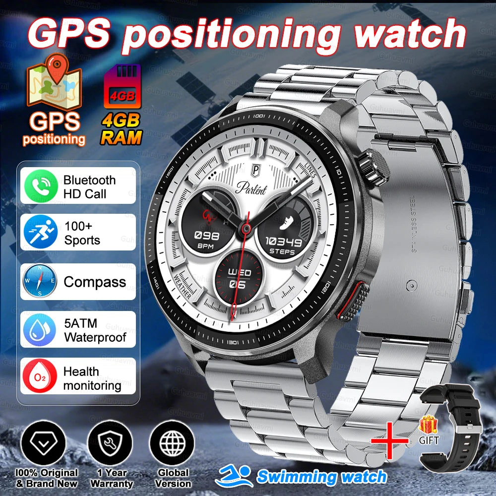 Fashion Smart Watch Men 4GB Memory Local MusicVideo Player AMOLED Always show Sport Watch Waterproof GPS Offline Maps Smartwatch