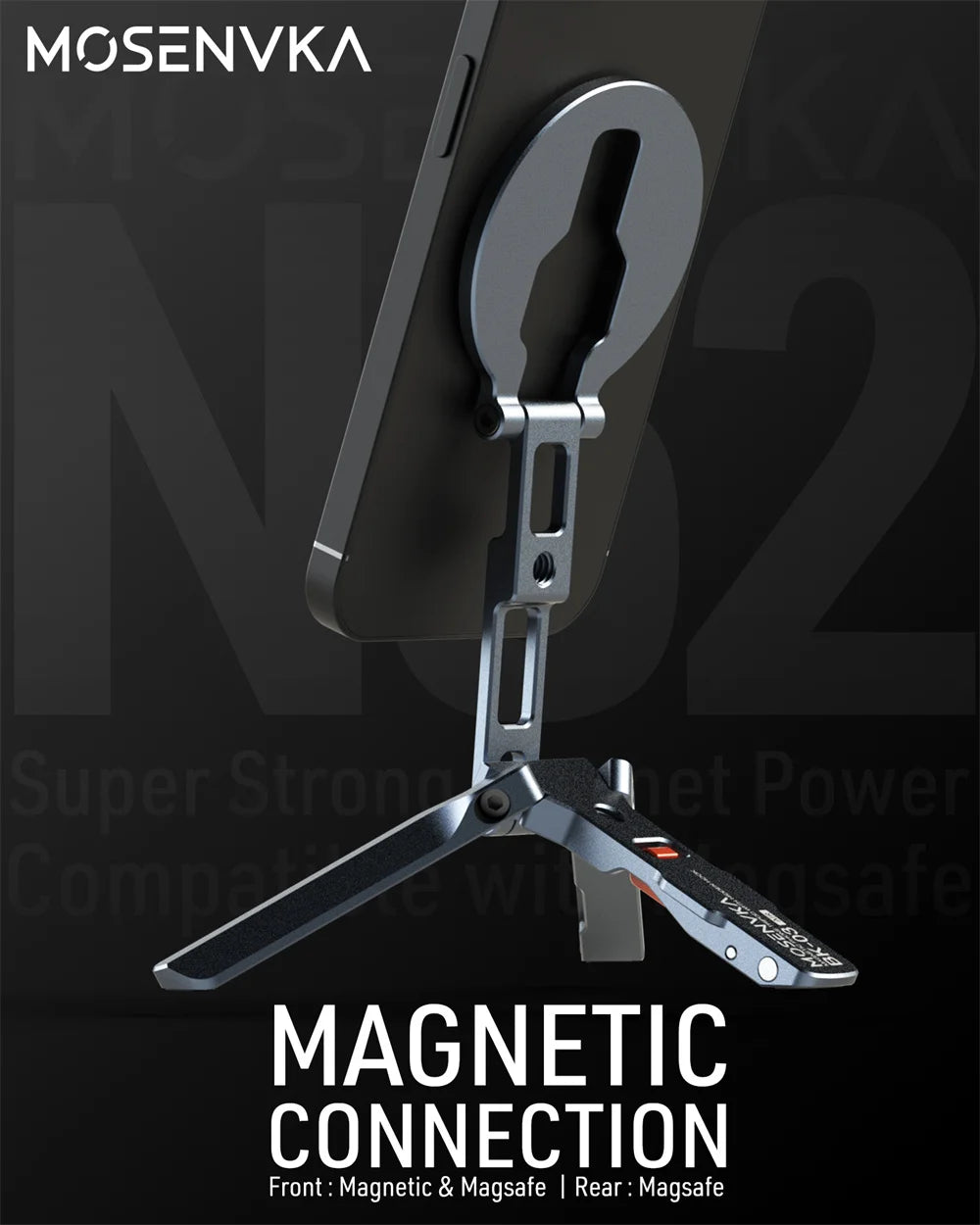 Magnetic Phone Tripod Stand Foldable Phone Holder for iPhone/Android Desk Travel Tripod with Arca-Swiss,1/4&