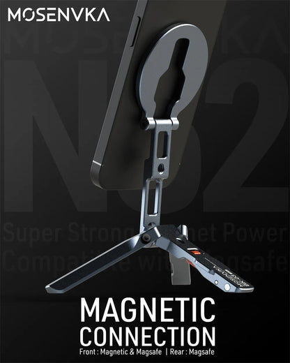 Magnetic Phone Tripod Stand Foldable Phone Holder for iPhone/Android Desk Travel Tripod with Arca-Swiss,1/4&