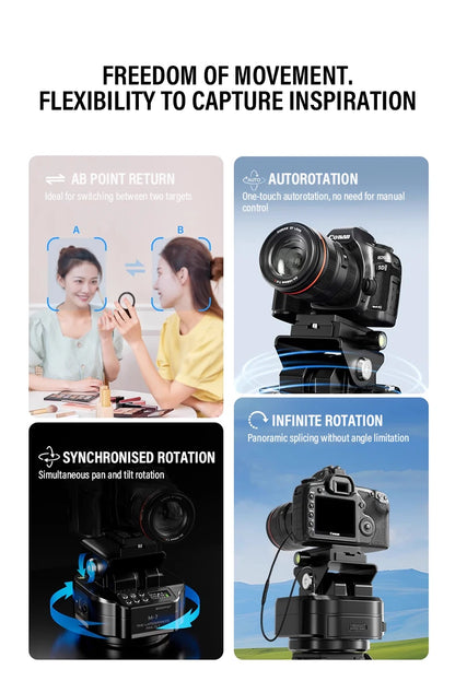 SOONPHO M7 Camera Automatic Gimbal Tripod Head for Time Lapse Photography 360° Rotation Motorized Panoramic Head with Wireless