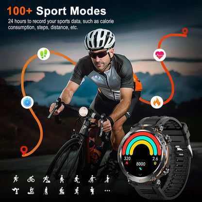 MEVADEN 1.7" Large Screen Outdoor Sports Compass Smart Watch Bluetooth Call Flashlight 600mAh Health Monitor Smartwatch MD57