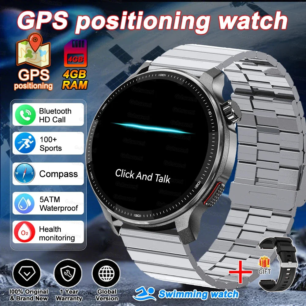 Fashion Smart Watch Men 4GB Memory Local MusicVideo Player AMOLED Always show Sport Watch Waterproof GPS Offline Maps Smartwatch